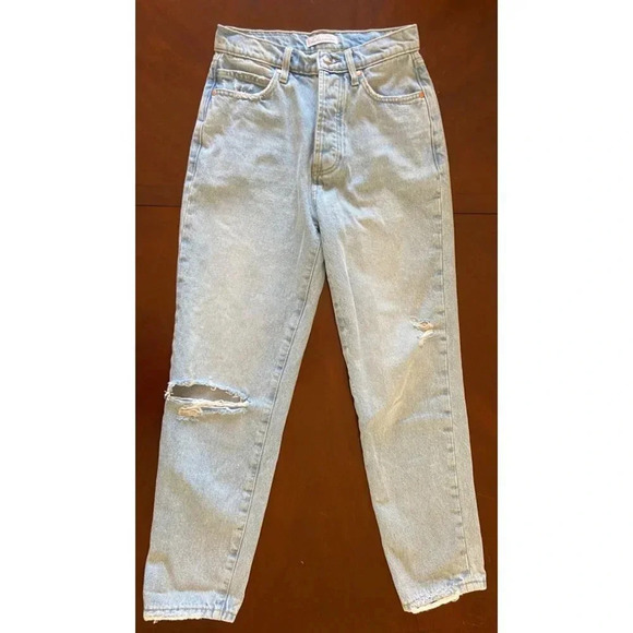 Betro Simone Anthro Light Wash High Waisted Distressed Mom Jeans Size 26 - Picture 2 of 10